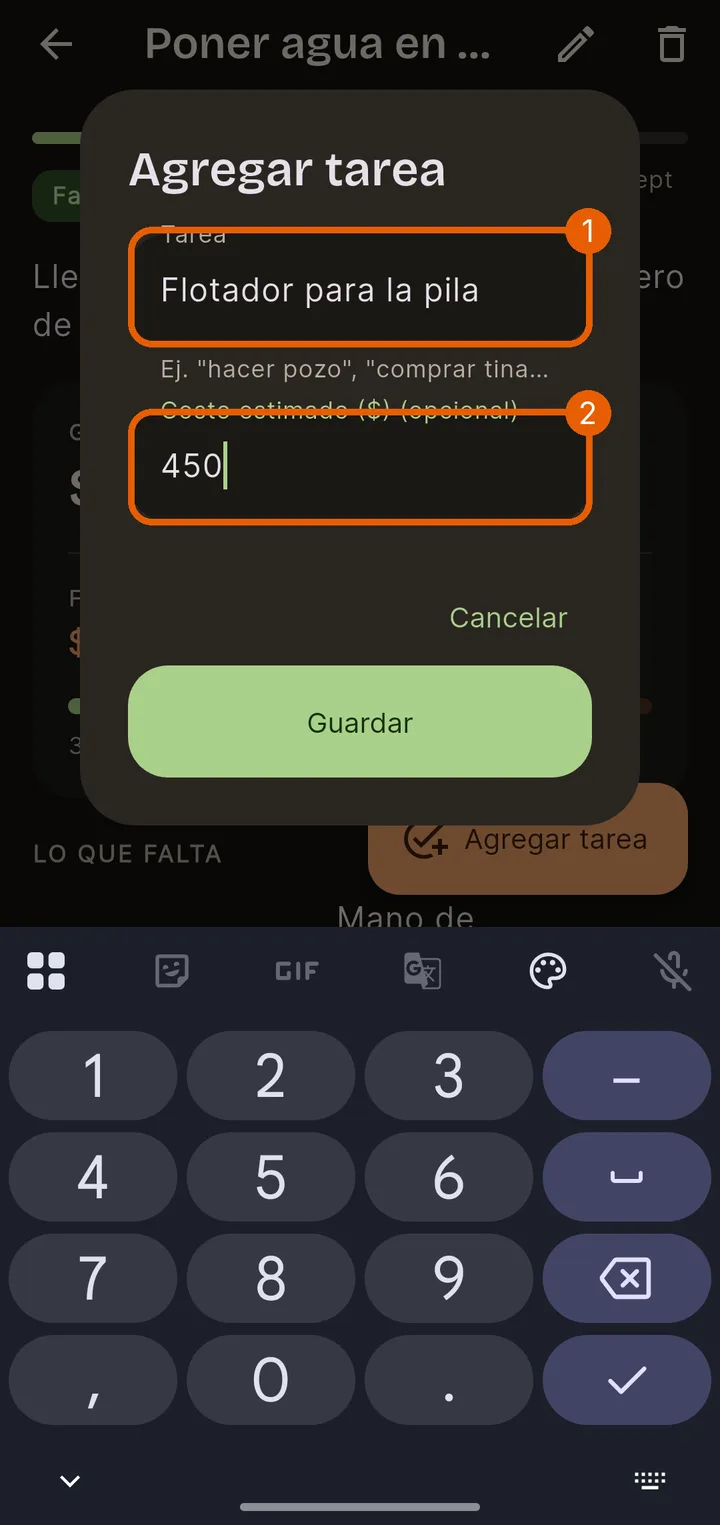 Agrega tareas