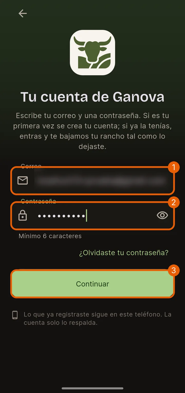 Correo y contraseña