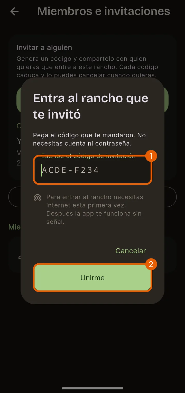 Pega el código