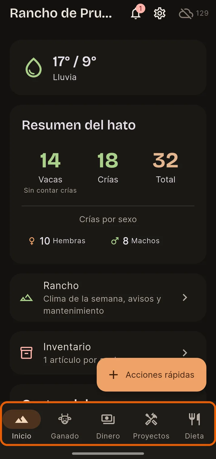 La barra de abajo